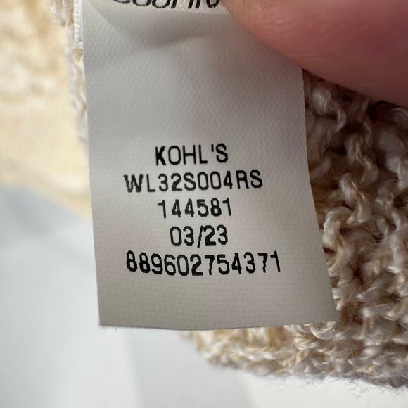 Lauren Conrad Open Knit Sweater XL Cream Henley Pullover Round Neck Long Sleeve - Picture 7 of 8